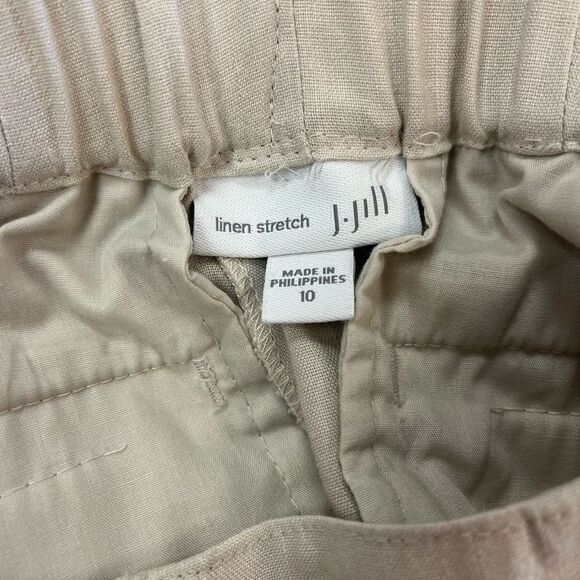 J. Jill Linen Stretch Tan Elastic Back Pants sz 10 - Picture 5 of 6